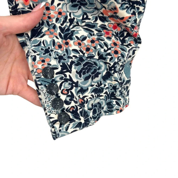 Tory Burch Emmy Ankle Skinny Jeans Blue Lake Kyoto Floral Print Size 31 - Picture 7 of 13
